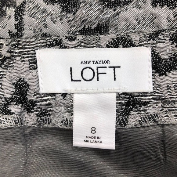 Loft Pencil Skirt Animal Print Silver Black 8 - Picture 4 of 9